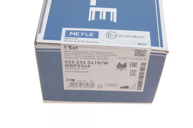 MEYLE 0252343418W Передние тормозные колодки в наличии Павлоград