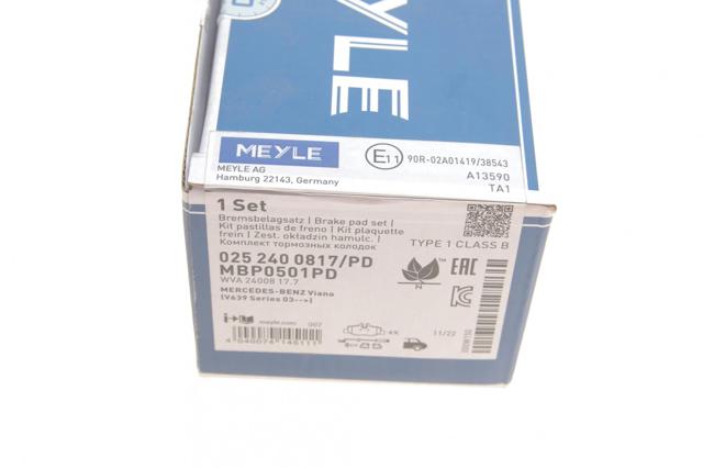 MEYLE 0252400817PD Задние тормозные колодки в наличии Днепр