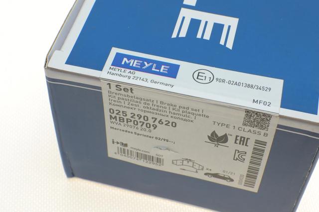 MEYLE 0252907620 Колодки тормозные передние дисковые в наличии Николаев