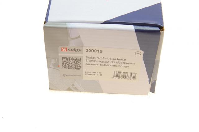 SOLGY 209019 Колодки тормозные передние дисковые в наличии Запорожье