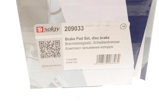 SOLGY 209033 Колодки тормозные передние дисковые в наличии Запорожье