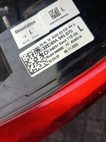 83A945075 Фонарь задний левый внутренний купить Киев