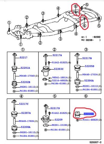 TOYOTA 5221660030 Подушка рамы (крепления кузова) в наличии Черкассы