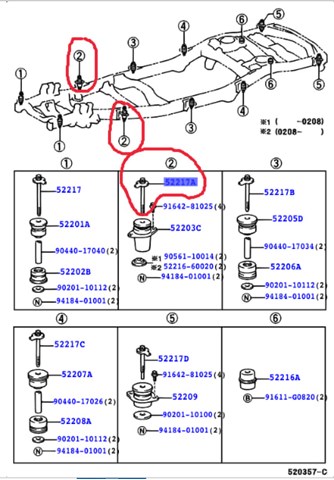 TOYOTA 5221760030 Болт подушки рамы кузова в наличии Львов