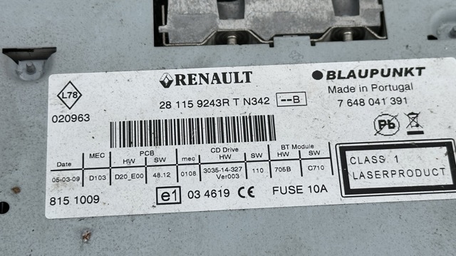 RENAULT 281159243R Магнитола в наличии Хмельницкий