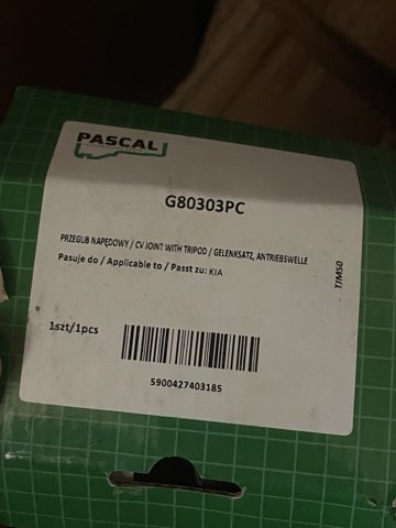 ШРУС внутренний передний правый G80303PC PASCAL