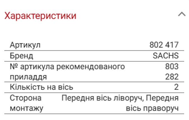 SACHS 802417 Опора амортизатора переднего в наличии Запорожье