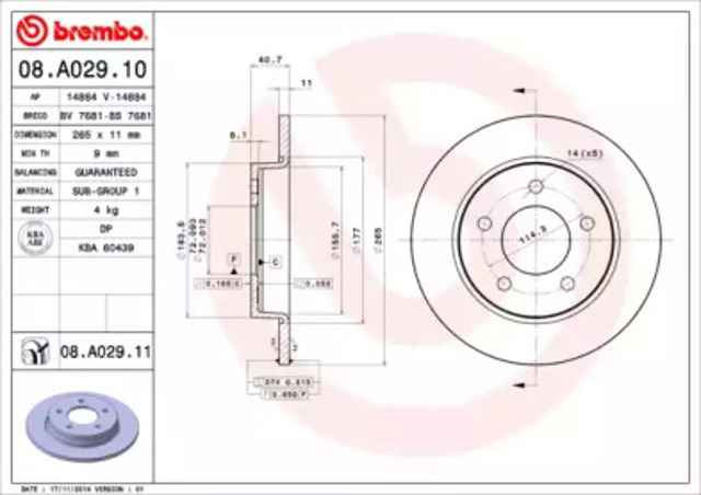 BREMBO 08A02911 Тормозные диски в наличии Житомир