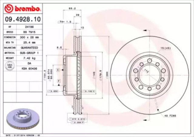 09492810 BREMBO Диск тормозной передний купить в Хмельницкий