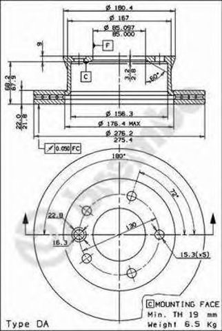 BREMBO 09731424 Диск тормозной передний в наличии Николаев