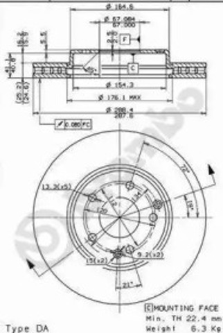 09841111 BREMBO Диск тормозной передний купить в Житомир