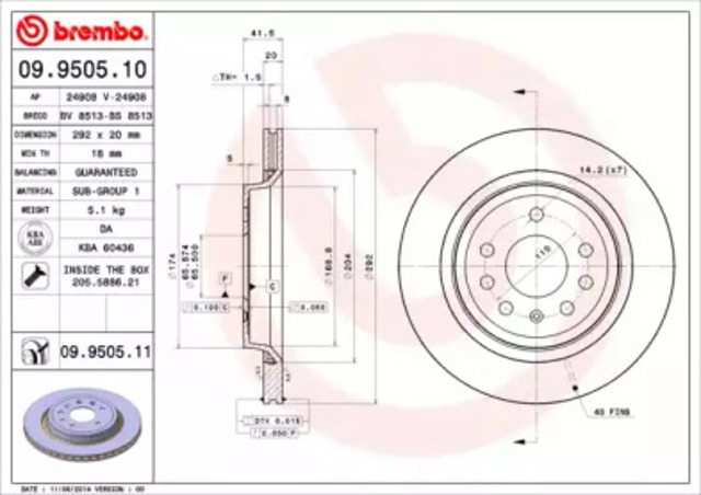 BREMBO 09950511 Тормозные диски в наличии Чернигов