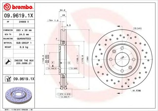 0996191X Диск тормозной передний купить Ужгород