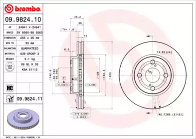 09982411 BREMBO Передние тормозные диски купить в Ужгород