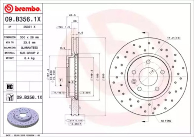 09B3561X BREMBO Передние тормозные диски купить в Украина