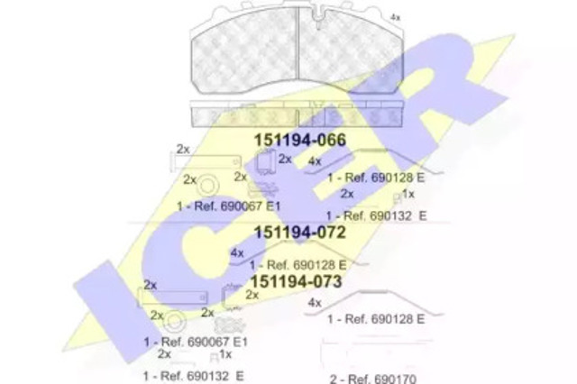 ICER 151194066 Задние тормозные колодки в наличии Павлоград