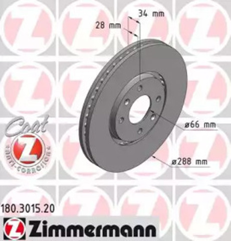 180301520 ZIMMERMANN Диск тормозной передний купить в Сумы