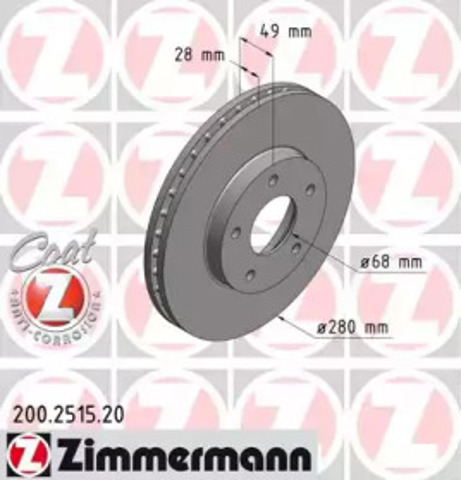 200251520 ZIMMERMANN Диск тормозной передний купить в Черновцы