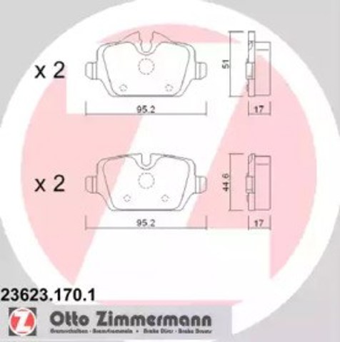 ZIMMERMANN 236231701 Колодки тормозные задние дисковые в наличии Тернополь