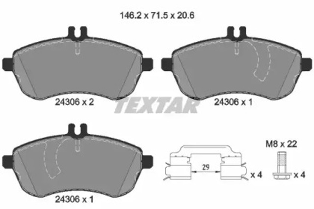 TEXTAR 2430602 Передние тормозные колодки в наличии Черновцы