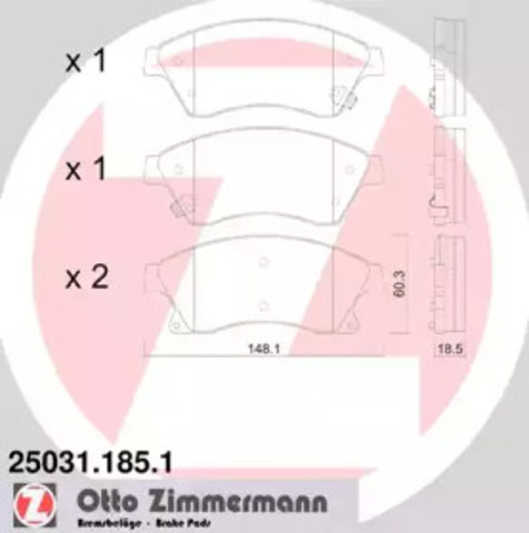 ZIMMERMANN 250311851 Колодки тормозные передние дисковые в наличии Черновцы