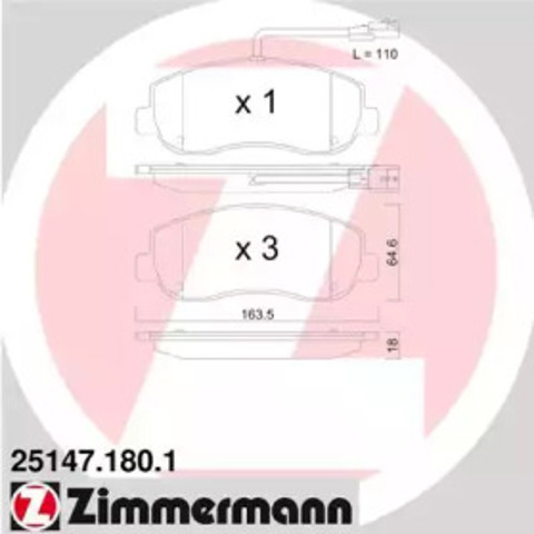 251471801 ZIMMERMANN Передние тормозные колодки купить в Киев