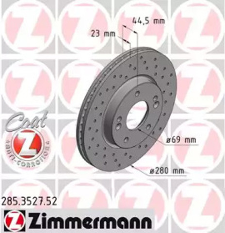 ZIMMERMANN 285352752 Передние тормозные диски в наличии Кривой Рог