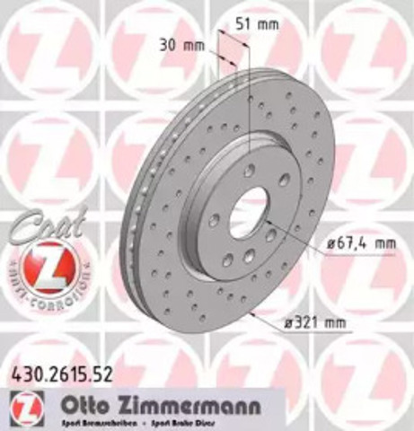 ZIMMERMANN 430261552 Диск тормозной передний в наличии Каменское