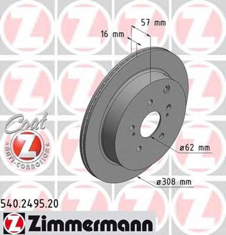 540249520 ZIMMERMANN Диск тормозной задний купить в Одесса
