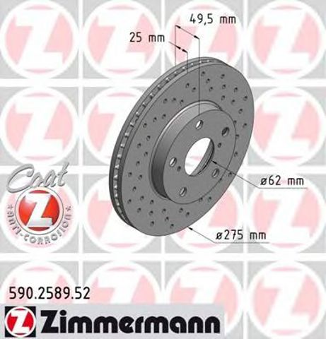 ZIMMERMANN 590258952 Передние тормозные диски в наличии Винница