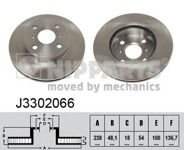 J3302066 NIPPARTS Диск тормозной передний купить в Чернигов