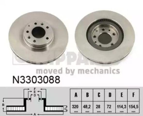 N3303088 NIPPARTS Передние тормозные диски купить в Кривой Рог