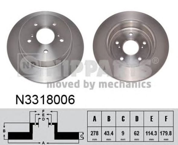 N3318006 NIPPARTS Диск тормозной задний купить в Павлоград