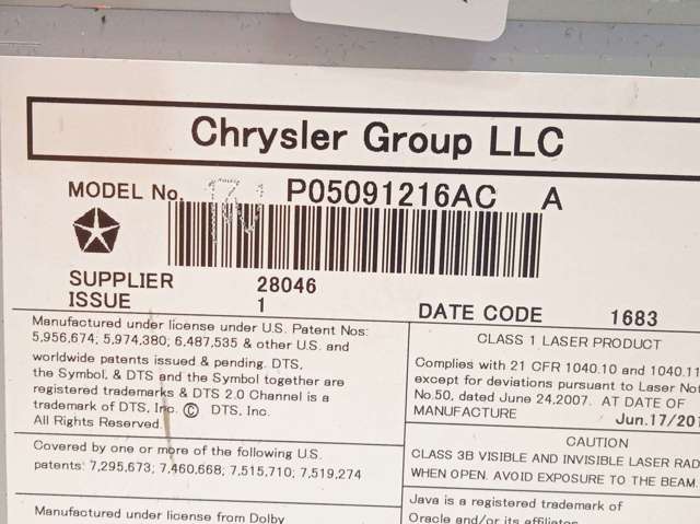 CHRYSLER 05091216AC в наличии Тернополь