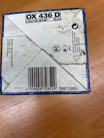 OX436D MAHLE Фильтр масляный купить в Сумы
