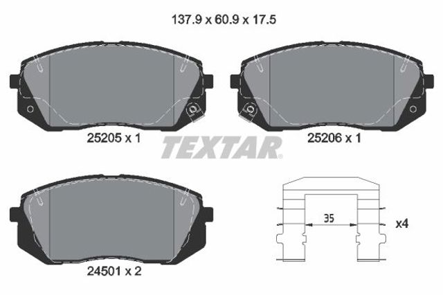 TEXTAR 2520501 Передние тормозные колодки в наличии Ужгород