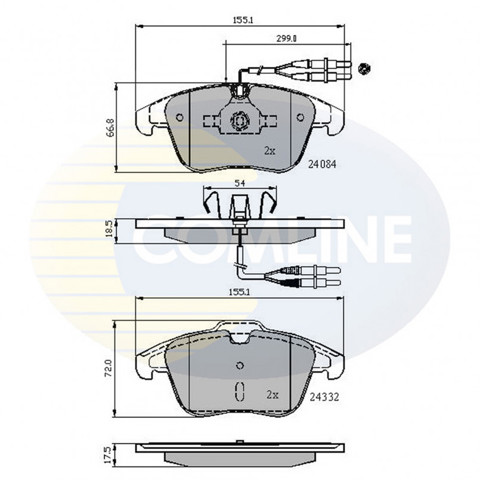 Передние тормозные колодки CBP22002 COMLINE