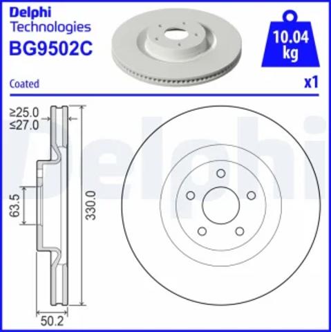 Тормоз дисковый передний BG9502C DELPHI