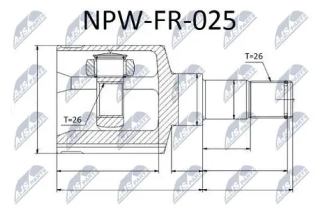 Шарнир угловых скоростей передний левый NPWFR025 NTY