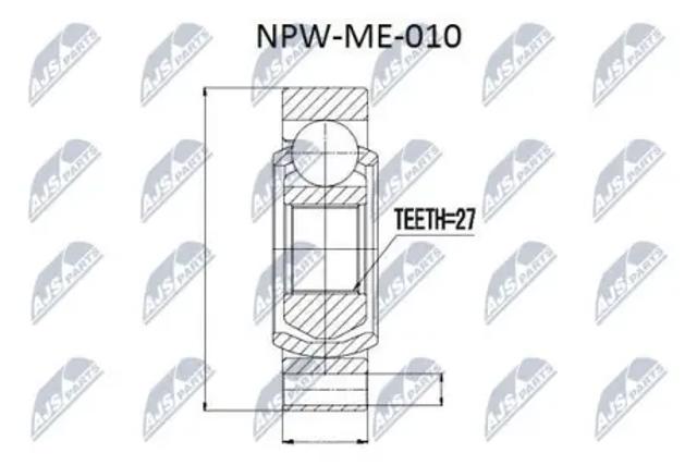 Шарнир угловых скоростей внутренний задний NPWME010 NTY