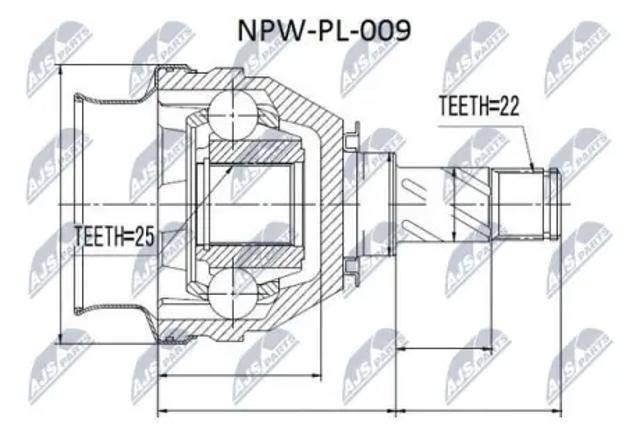 Шарнир угловых скоростей внутренний передний NPWPL009 NTY