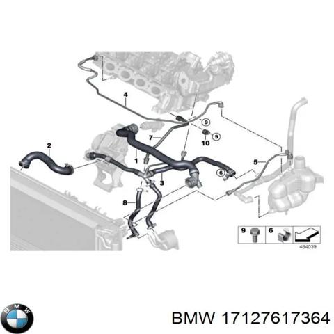 Нижний патрубок радиатора 17127617364 BMW