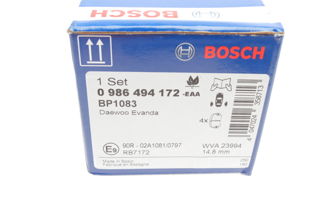 0986494172 BOSCH Задние тормозные колодки купить в Черновцы