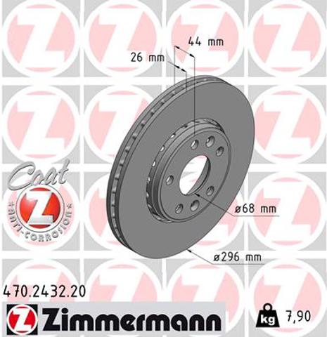 ZIMMERMANN 470243220 Передние тормозные диски в наличии Винница