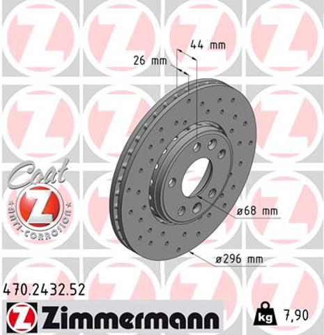 ZIMMERMANN 470243252 Диск тормозной передний в наличии Чернигов