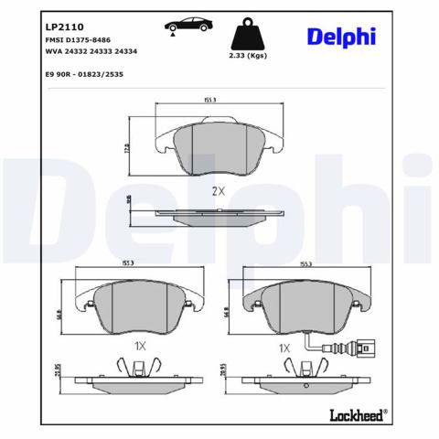 LP2110 Передние тормозные колодки купить Житомир