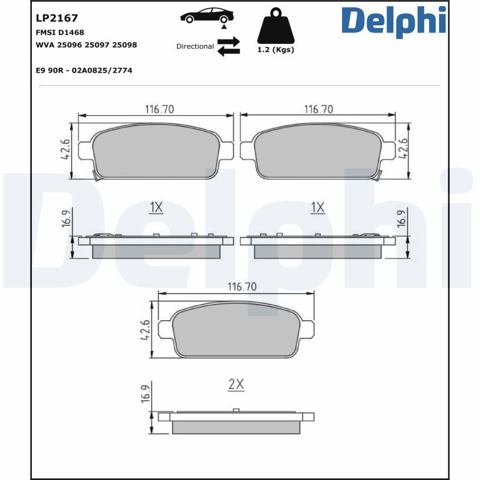 LP2167 DELPHI Колодки тормозные задние дисковые купить в Житомир