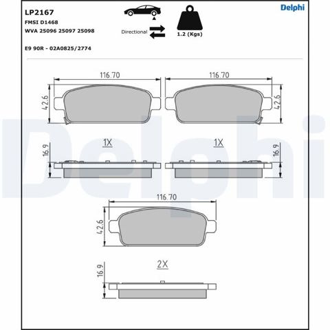 LP2167 DELPHI Колодки тормозные задние дисковые купить в Полтава