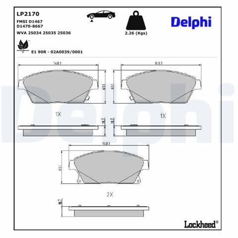 LP2170 Колодки тормозные передние дисковые купить Чернигов
