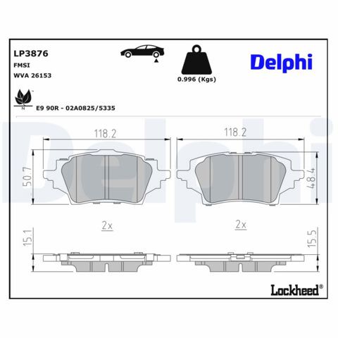 DELPHI LP3876 Задние тормозные колодки в наличии Полтава